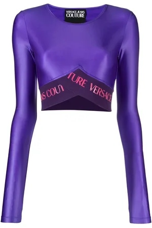 Versace Women's Barocco Long-Sleeve Crop Top