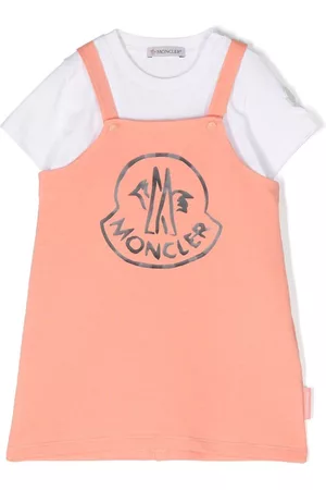Moncler Printed Dresses - Logo-print press-stud dress - Orange