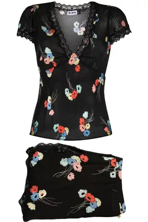 RIXO London Floral-print pajama set - Black