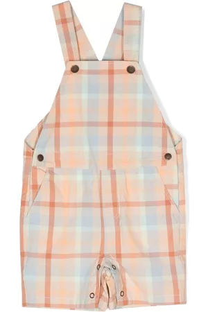 KNOT Plaid short dungarees - Orange