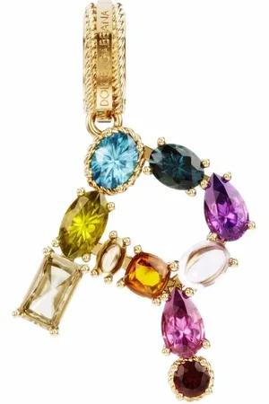 Dolce & Gabbana Rainbow Alphabet R 18kt yellow multi-stone necklace