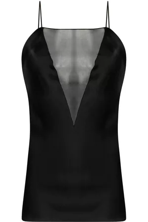 Stella McCartney Semi-sheer panel silk top - Black