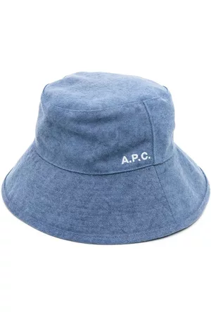 A.P.C. Men Hats - Embroidered-logo bucket hat - Blue