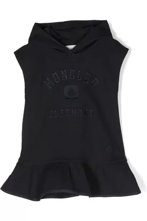 Moncler Girls Casual Dresses - Ruffle-hem hoodie dress - Blue