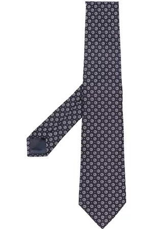 Armani Men Bow Ties - Graphic-print silk tie - Blue