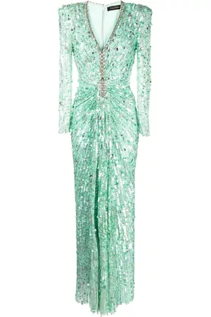 Jenny Packham Embellished V-neck dress - Green
