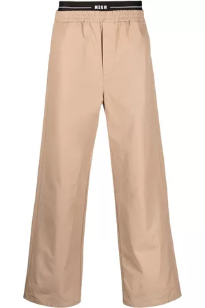 Msgm Men Wide Leg Pants - Double-waist cotton trousers - Brown