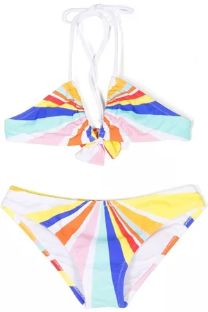 Nessi Byrd Girls Bikini Sets - Striped halterneck bikini set - Multicolour