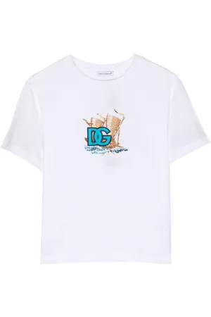 Dolce & Gabbana Boys Short Sleeved T-Shirts - Logo-embroidered short-sleeve T-shirt - White