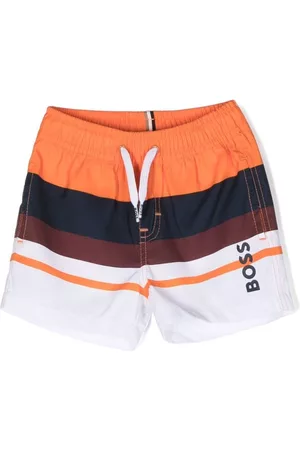 HUGO BOSS Swim Shorts - Horizontal-sriped swim shorts - Orange