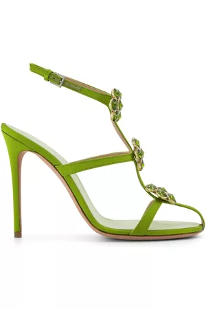 Giambattista Valli Women Heels - 110mm floral-appliqué sandals - Green