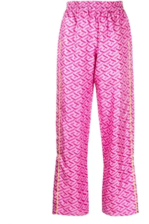 VERSACE Women Pajamas - Greca-pattern silk pyjama trousers - Pink