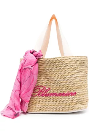 MISS BLUMARINE Scarves - Scarf logo-detail beach bag - Neutrals
