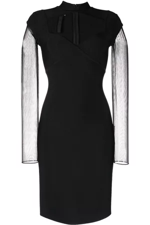 HERVE' L. LEROUX Women Pencil Dresses - Sheer sleeves pencil dress - Black