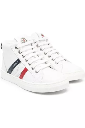 Moncler Diagonal stripe print high-top sneakers - White