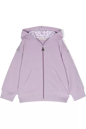 Moncler Zip-up Hoodies - Logo-patch zip-up hoodie - Purple
