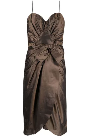 Maison Margiela Ruched-detail oversized-bow dress - Brown