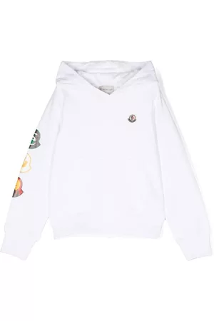 Moncler Graphic-print long-sleeved hoodie - White