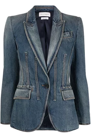 Alexander McQueen Women Denim Jackets - Tailored denim jacket - Blue