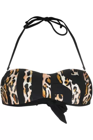 Moschino Women Bikini Tops - Cheetah-print bikini top - Black