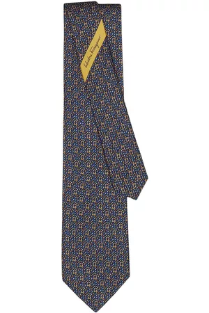 Salvatore Ferragamo Men Bow Ties - Pixel print silk tie - Blue