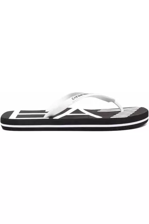 EA7 Logo-print flat flip flops - Black