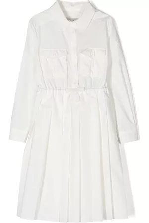 Moncler Girls Graduation Dresses - Longsleeved cotton shirt-dress - White
