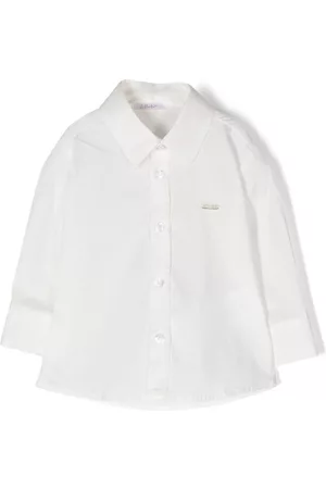 Le Bebé Enfant Logo-plaque stretch-cotton shirt - White