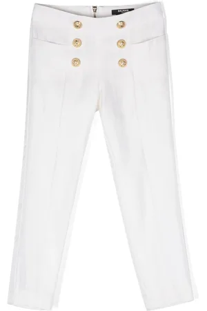 Balmain White Nylon Embossed Monogram Lounge Pants