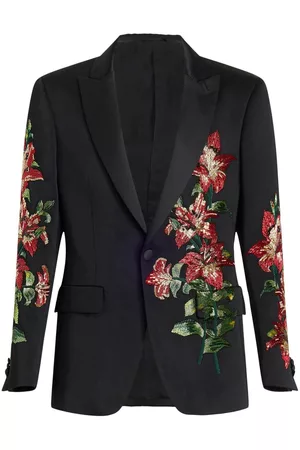 Etro Floral-embroidered single-breasted blazer - Black