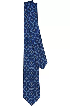 Salvatore Ferragamo Men Bow Ties - Patterned silk tie - Blue