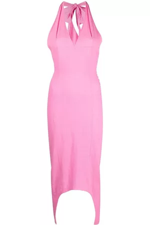 Patou Women Asymmetrical Dresses - Asymmetric hem halterneck dress - Pink