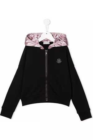 Moncler Girls Hoodies - Contrast-panel hoodie - Black
