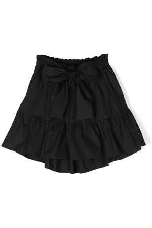 MISS BLUMARINE Girls Printed Skirts - Logo-print ruffled skirt - Black