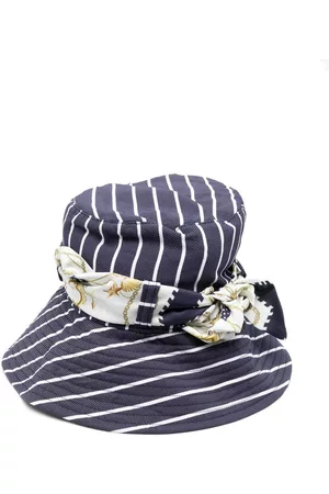 MONNALISA Striped scarf-trim hat - Blue