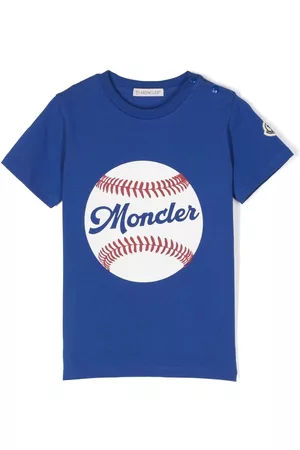 Moncler Short Sleeved T-Shirts - Logo-print short-sleeve T-shirt - Blue