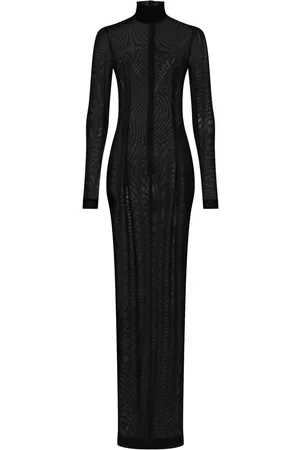 Dolce & Gabbana KIM DOLCE&GABBANA high-neck sheer floor length dress - Black