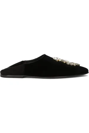 Dolce & Gabbana Brooch-detail velvet slippers