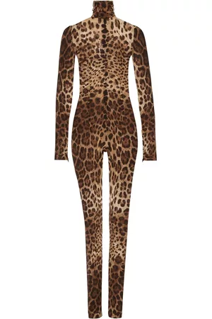 Dolce & Gabbana KIM DOLCE&GABBANA leopard-print sheer all-in-one - Brown