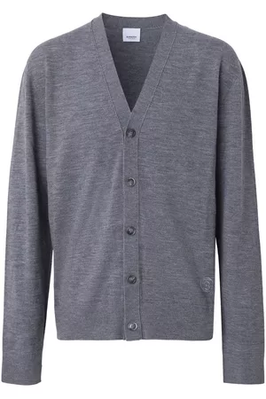 Burberry Men Lightweight Sweaters - Monogram-motif wool cardigan - Grey