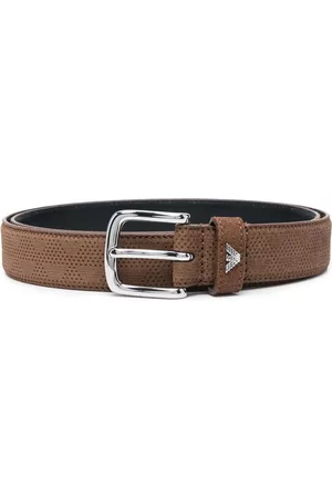 Emporio Armani Men Belts - Logo plaque belt - Brown