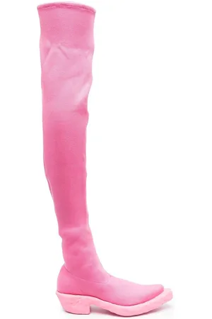 Pink thigh high flat boots online