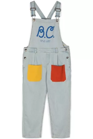 Bobo Choses Logo-print denim overalls - Blue