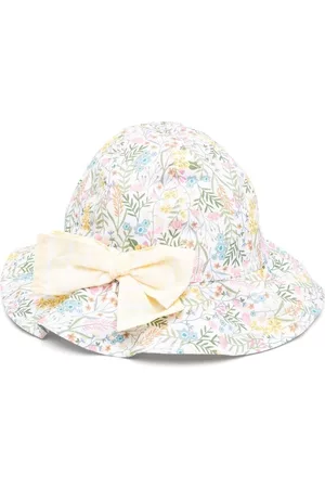 Il gufo Boys Bow Ties - Floral-print bow-detail hat - White