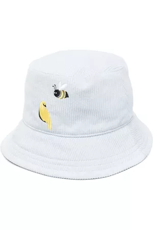 Thom Browne Men Hats - Embroidered corduroy bucket hat - Blue
