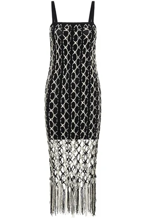 DION LEE Crochet-net layered midi dress