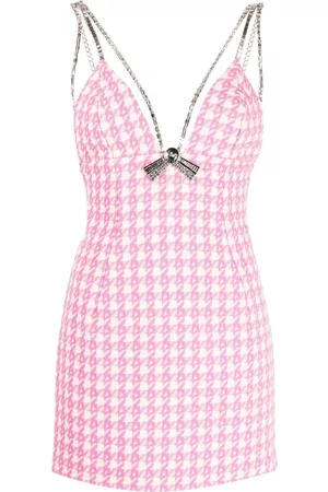 AREA Deco Bow houndstooth minidress - Pink