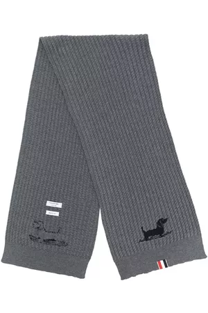 Thom Browne Men Winter Scarves - Ribbed-knit wool scarf - Grey