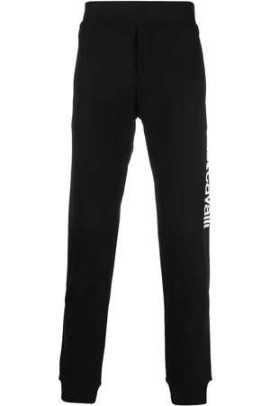 Roberto Cavalli Logo-print cotton track pants - Black