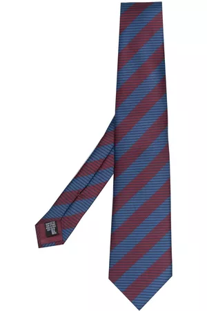 Armani Diagonal-pattern silk tie - Blue